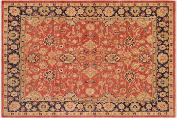 handmade Traditional Kafkaz Chobi Ziegler Rust Blue Hand Knotted RECTANGLE 100% WOOL area rug 8 x 10